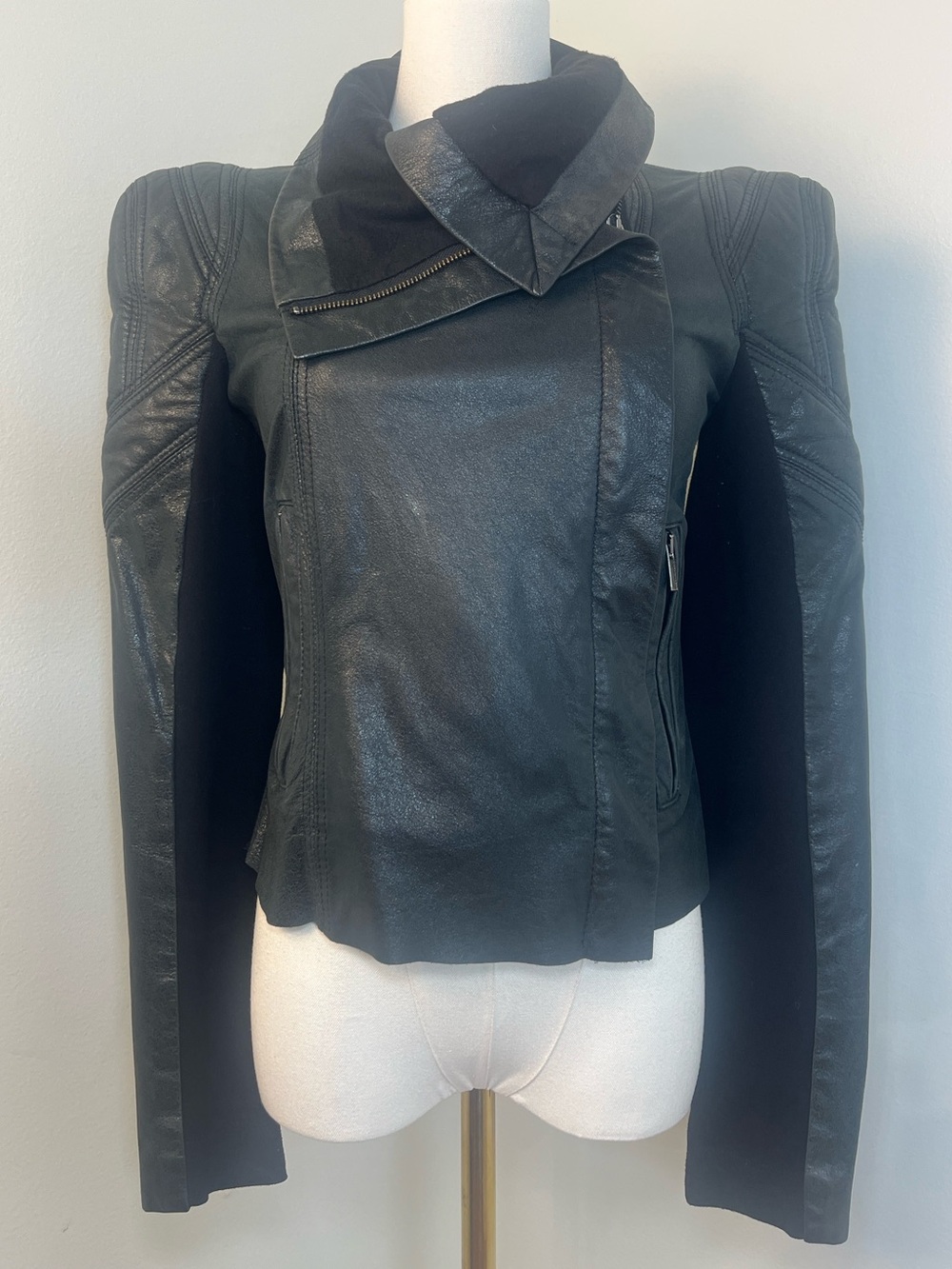 BCBG Maxazria Asymmetrical, Leather Moto Jacket